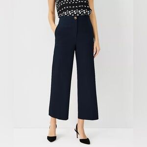 NWT Ann Taylor The Kate Wide Leg Crop Pant In Navy Size 18 Tall Work Wear Casual